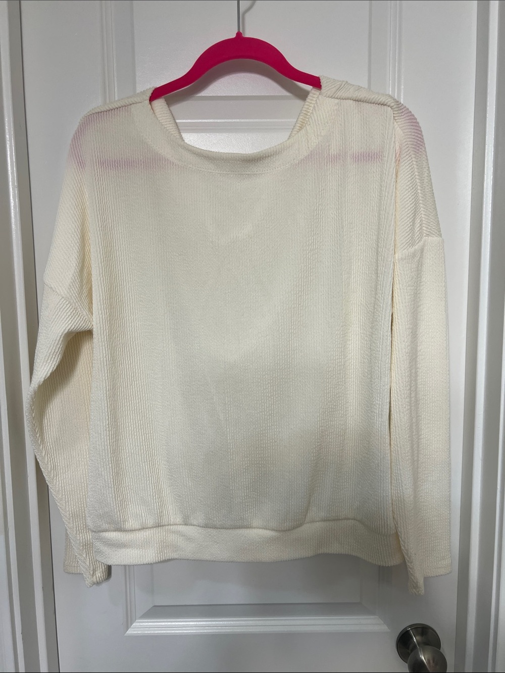 Anthropologie Cream Waffle-Knit Long-Sleeve Pullover